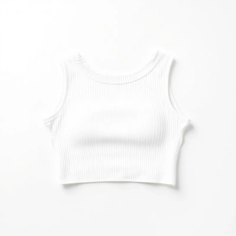 Bílý žebrovaný crop top